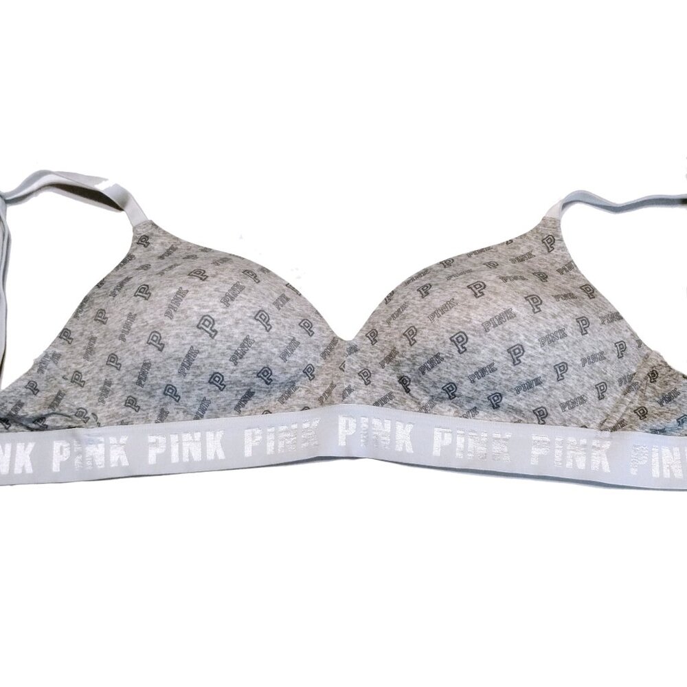 34DD Pink Victoria's Secret Wear Everywhere Wireless Lightly Lined Grey Gray